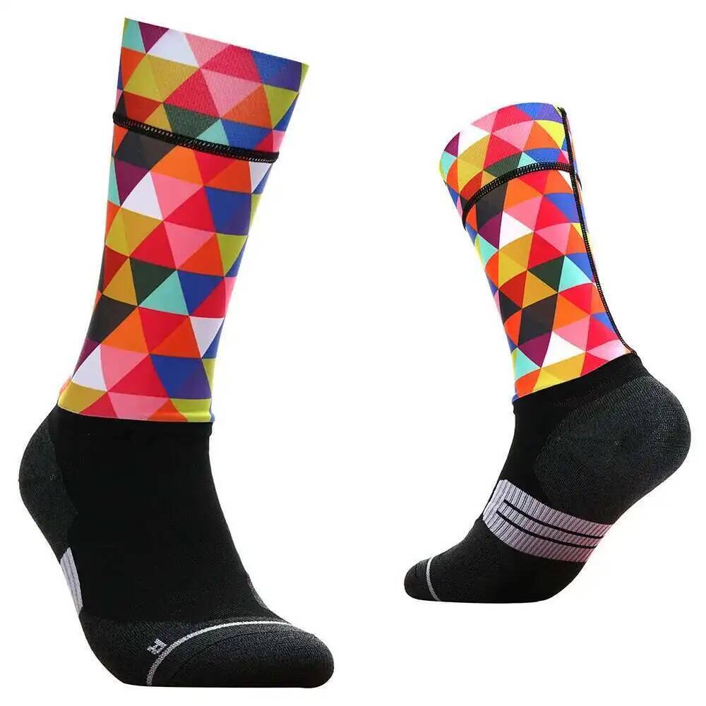 Sock Garter Men - Levendige geometrische fietssokken - ademend vochtafvoerend