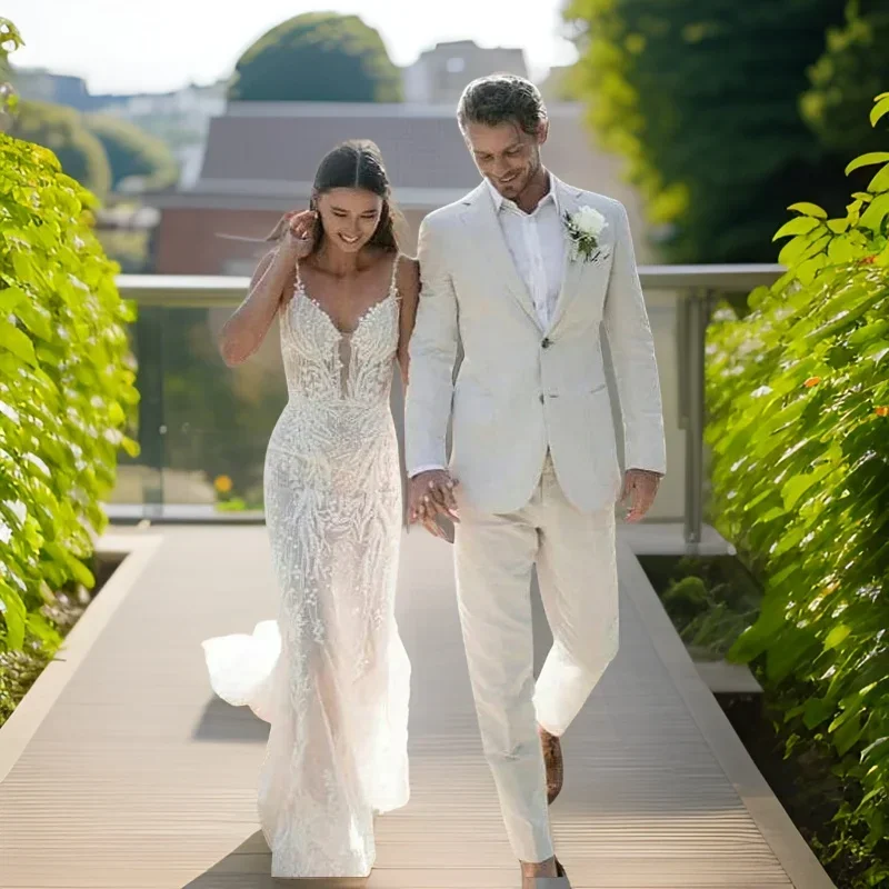 Men Formal Wear Modern - Linnen Bruiloft Smoking Voor Mannen Zomer